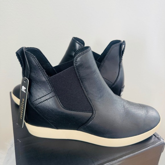 Sorel Out N About Wedge Leather Bootie, Ankle Boots Black, Size 9.5 NWT - Picture 9 of 16